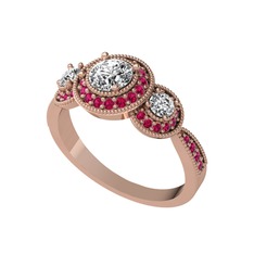 Elia Tria Yüzük - Swarovski ve rodolit garnet 14 ayar rose altın yüzük #1ukxqg8