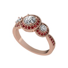 Elia Tria Yüzük - Swarovski ve garnet 18 ayar rose altın yüzük #3ig3gv