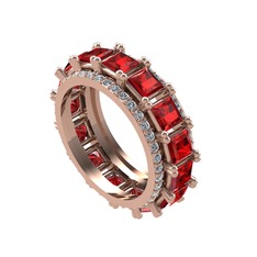 Arwen Tamtur Yüzük - Garnet ve swarovski 925 ayar rose altın kaplama gümüş yüzük #reaa6i