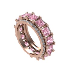 Arwen Tamtur Yüzük - Pembe kuvars ve swarovski 8 ayar rose altın yüzük #rh6547