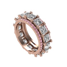 Pırlanta ve pembe kuvars 18 ayar rose altın yüzük (4.8 karat)