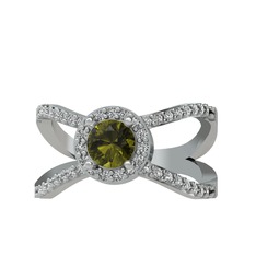 Peridot ve swarovski 925 ayar gümüş yüzük