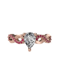 Fern Sonsuzluk Yüzük - Swarovski ve rodolit garnet 14 ayar rose altın yüzük #1l8dj7