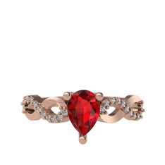 Fern Sonsuzluk Yüzük - Garnet ve swarovski 8 ayar rose altın yüzük #1mks3z5