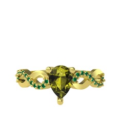 Fern Sonsuzluk Yüzük - Peridot ve yeşil kuvars 925 ayar altın kaplama gümüş yüzük #9it9dk