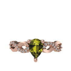 Fern Sonsuzluk Yüzük - Peridot ve swarovski 925 ayar rose altın kaplama gümüş yüzük #zq793u