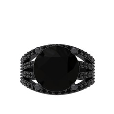 Amira Yüzük - Siyah zirkon 925 ayar siyah rodyum kaplama gümüş yüzük #khaq69