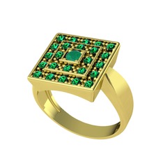 Daria Yüzük - Kök zümrüt ve yeşil kuvars 8 ayar altın yüzük #1molcse