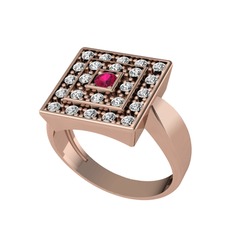 Rodolit garnet ve swarovski 18 ayar rose altın yüzük