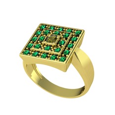 Daria Yüzük - Peridot ve yeşil kuvars 8 ayar altın yüzük #1u7qn9f