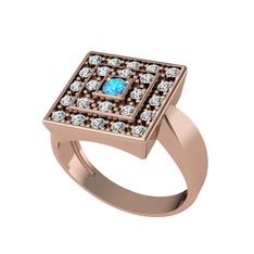 Daria Yüzük - Akuamarin ve swarovski 8 ayar rose altın yüzük #1xow7l3
