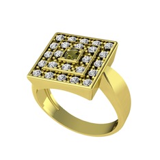 Peridot ve swarovski 14 ayar altın yüzük