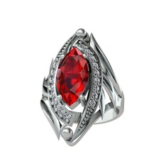 Garnet ve swarovski 925 ayar gümüş yüzük