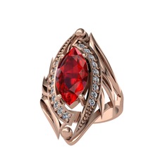 Euthalia Yüzük - Garnet ve swarovski 14 ayar rose altın yüzük #1oa9ubg