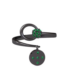 Sarkaç Yüzük - Yeşil kuvars 925 ayar siyah rodyum kaplama gümüş yüzük #6bnkgl