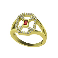 Lea Baget Yüzük - Garnet ve swarovski 18 ayar altın yüzük #1m088pw