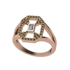 Swarovski ve peridot 8 ayar rose altın yüzük