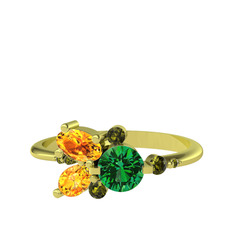 Binx Yüzük - Yeşil kuvars, sitrin ve peridot 14 ayar altın yüzük #1i544og