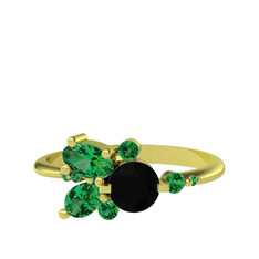 Binx Yüzük - Siyah zirkon ve yeşil kuvars 8 ayar altın yüzük #1mep5iy