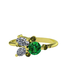 Binx Yüzük - Yeşil kuvars, swarovski ve peridot 18 ayar altın yüzük #1qy1fov