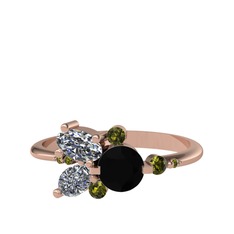 Binx Yüzük - Siyah zirkon, swarovski ve peridot 14 ayar rose altın yüzük #nl6z0v