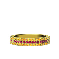 Brees Tamtur Yüzük - Rodolit garnet ve sitrin 925 ayar altın kaplama gümüş yüzük #11qe19d
