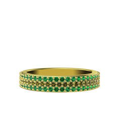 Brees Tamtur Yüzük - Peridot ve yeşil kuvars 14 ayar altın yüzük #1h59r15