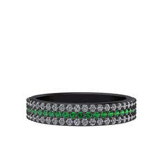 Brees Tamtur Yüzük - Yeşil kuvars ve swarovski 925 ayar siyah rodyum kaplama gümüş yüzük #1xwx0eg