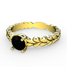 Kalpli Tektaş Yüzük - Siyah zirkon 925 ayar altın kaplama gümüş yüzük #8qrbsl
