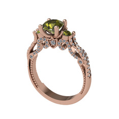 Kraliçe Tektaş Yüzük - Peridot ve swarovski 18 ayar rose altın yüzük #mt53u9