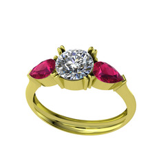 Bast Tria Yüzük - Swarovski ve rodolit garnet 8 ayar altın yüzük #ylhlei