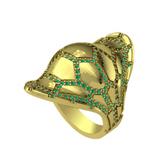 Ornate Kamplumbağa Yüzük - Yeşil kuvars 18 ayar altın yüzük #1pda1bd