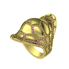 Ornate Kamplumbağa Yüzük - Pembe kuvars 925 ayar altın kaplama gümüş yüzük #8jyo3q