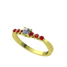 Sapta 7 Taş Yüzük - Swarovski ve garnet 18 ayar altın yüzük #wiwjds