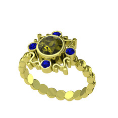 Aidara Vintage Yüzük - Peridot ve lab safir 18 ayar altın yüzük #14ujt8x