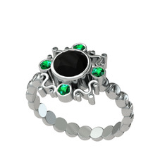 Aidara Vintage Yüzük - Siyah zirkon ve yeşil kuvars 925 ayar gümüş yüzük #1jl8ai3