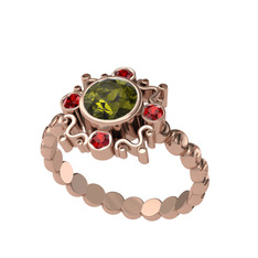 Aidara Vintage Yüzük - Peridot ve garnet 925 ayar rose altın kaplama gümüş yüzük #5j2m6y