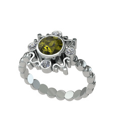 Aidara Vintage Yüzük - Peridot ve swarovski 14 ayar beyaz altın yüzük #fvvqps