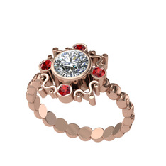 Aidara Vintage Yüzük - Swarovski ve garnet 925 ayar rose altın kaplama gümüş yüzük #job69i