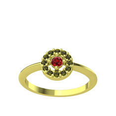 Garnet ve peridot 14 ayar altın yüzük