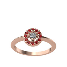 Swarovski ve garnet 8 ayar rose altın yüzük