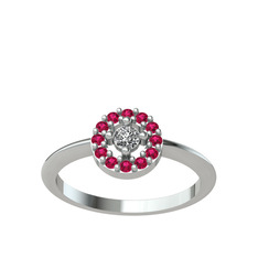 Minimal İris Yüzük - Swarovski ve rodolit garnet 14 ayar beyaz altın yüzük #hmmwg3