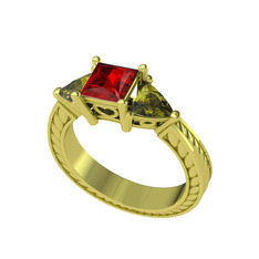 Garnet ve peridot 14 ayar altın yüzük