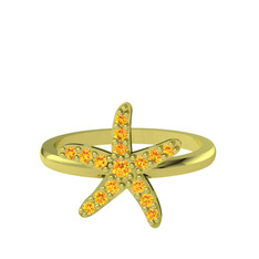 Denizyıldızı Yüzük - Sitrin 14 ayar altın yüzük #iwcjhe