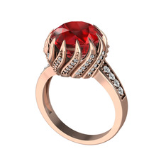 Garnet ve swarovski 8 ayar rose altın yüzük