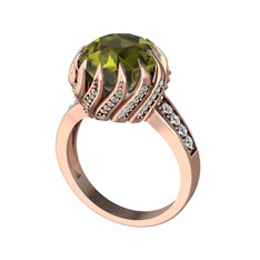 Aio Vintage Yüzük - Peridot ve swarovski 14 ayar rose altın yüzük #w86pib