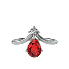 Pluvia Yüzük - Swarovski ve garnet 18 ayar beyaz altın yüzük #17yy2e4