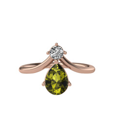 Swarovski ve peridot 18 ayar rose altın yüzük