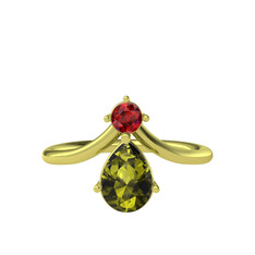 Pluvia Yüzük - Garnet ve peridot 14 ayar altın yüzük #niilfo