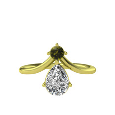 Pluvia Yüzük - Peridot ve swarovski 18 ayar altın yüzük #nqjx66